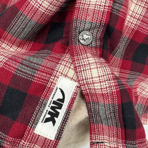 Mountain Khakis Shirt Mens Small Red Plaid Fleece Lined Snap Up Shirtjac COMFY - Picture 3 of 9